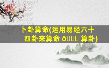 卜卦算命(运用易经六十四卦来算命 🐘 算卦)